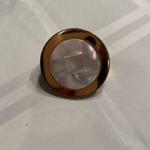 Vintage Lipstick Case with Gold Tone and  Mother-of-Pearl Inset